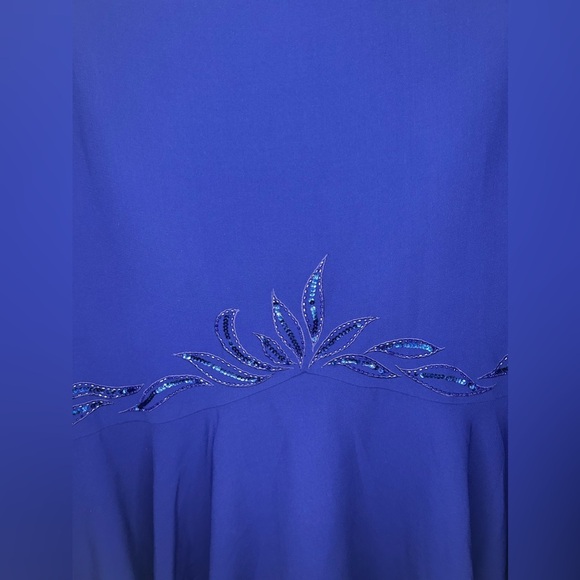 Women’s Vintage Marsoni Blue Designer Beaded Sleeveless Long Maxi Dress Size 10 - Picture 5 of 6